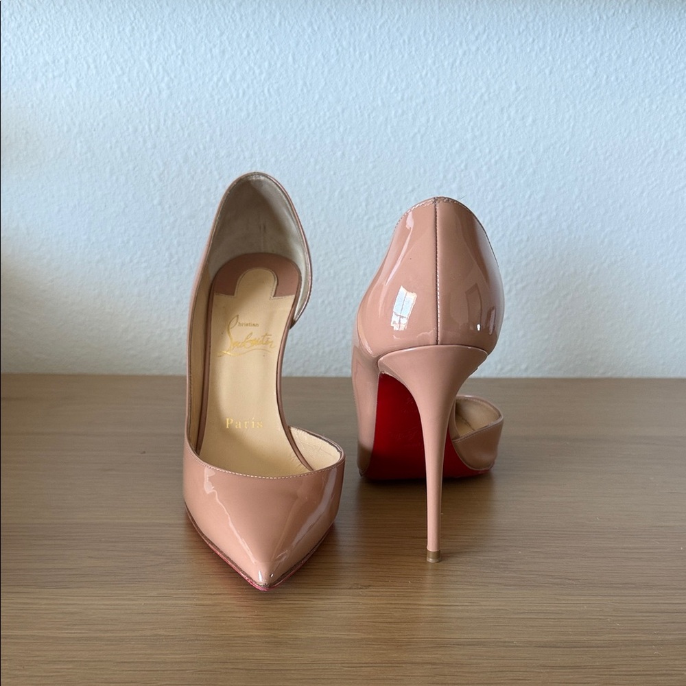 Christian Louboutin Blush Patent Leather Pointed-Toe Pumps
